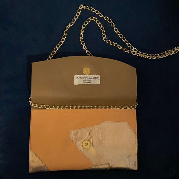 Leather Peach & Rose Gold Clutch - Picture 5 of 6